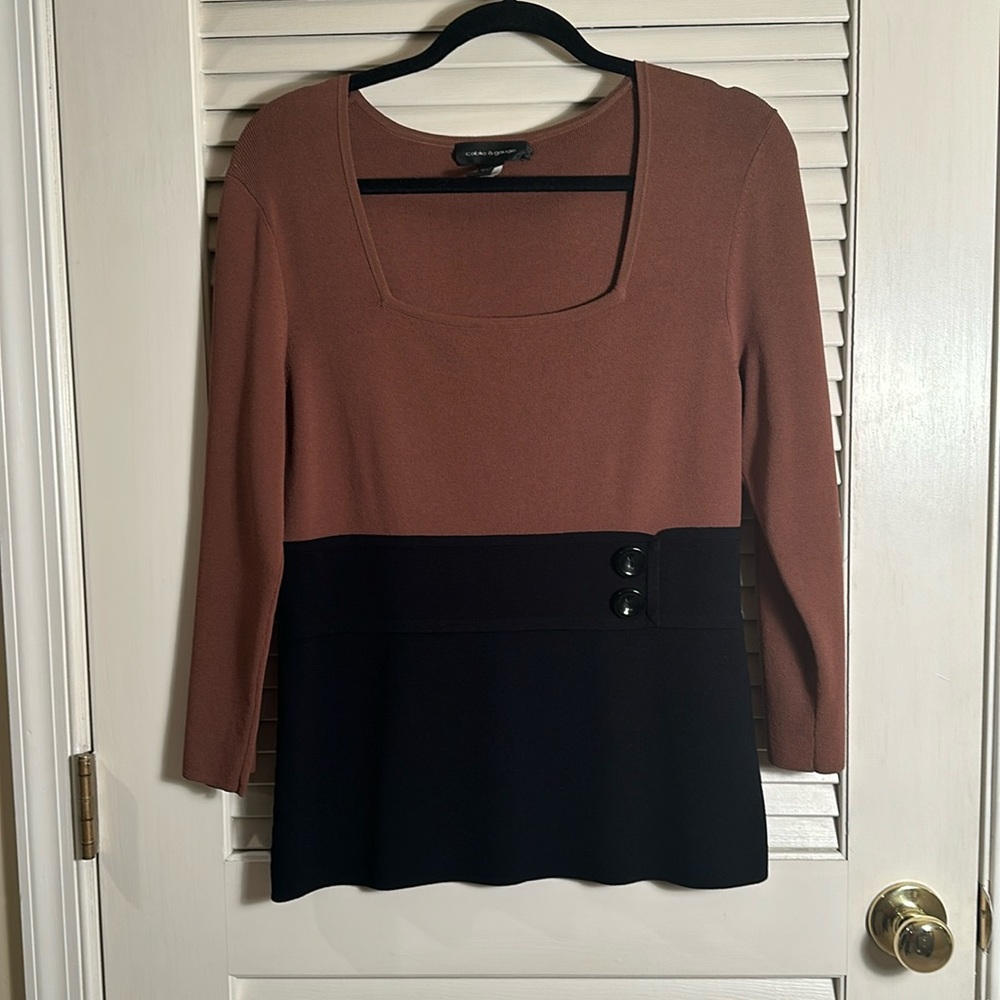 Color Block Sweater with Button Detail Sz L